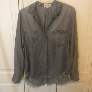 Cloth & Stone Gray Raw Hem Button Down